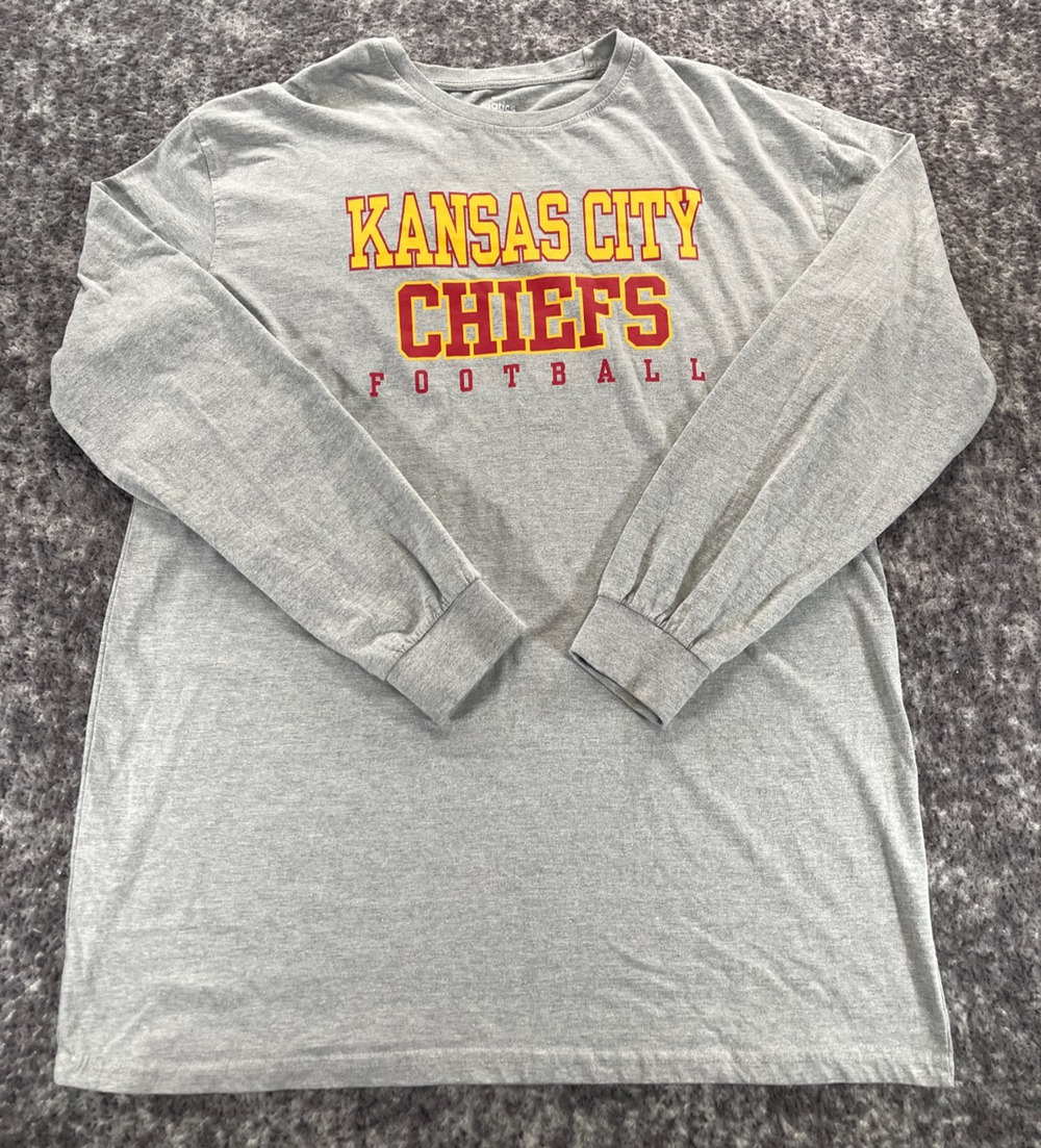 Fanatics Mens Kansas City Football Chiefs Long Sleeve T-Shirt Gray XLT